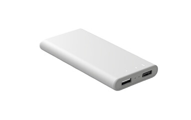 White Power Bank. An image showcasing a white power bank on White or PNG Transparent Background.