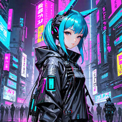 Fototapeta premium Cyberpunk Anime Girl