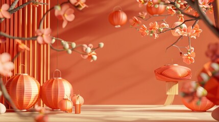 A 3D illustrations of handcraft paper made a background with text space for Vietnamese Restaurant