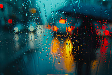 Fototapeta premium Rainfall Rhapsody: Window's Reflections of Nature's Tears