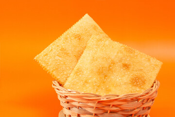 Pastel de Feira crocante brasileiro traditional pastry fried street food isolated front view