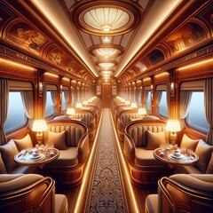 Fototapeta premium 豪華な列車車内イラスト