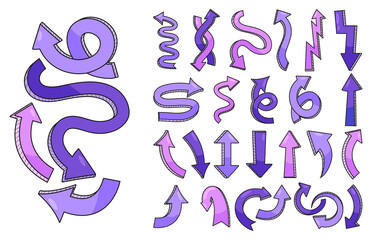 Hand drawn arrows shape set