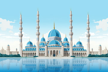 Majestic Celebrations: Crafting an Elegant Mosque for Eid Concept