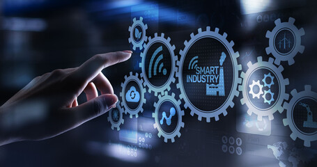 Smart industry 4.0, automation and optimisation concept on virtual. Business and modern technology...