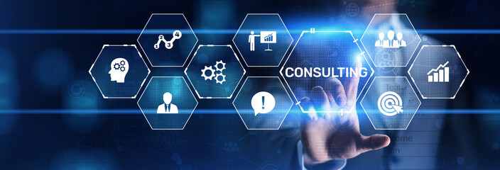 Consulting firm service business finance solutions concept.
