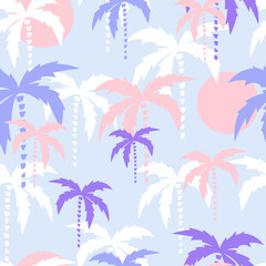 Fototapeta na wymiar Palm trees background. Seamless pattern with palm trees. Tropical beach digital paper.