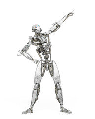 apocalypse cyborg is pointing up to the stars like a comic hero