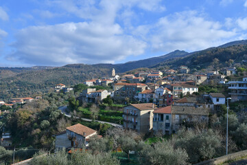 Fototapeta na wymiar Panoramic view of Perdifumo, a village in Campania in Italy.