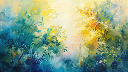 abstract watercolor background tree oil paint generative ai