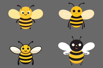 Cute funny bee cartoon vector illustration.
