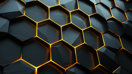 black and gold hexagon pattern abstract background generative ai