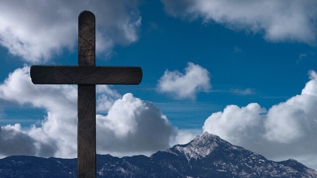 a clouds float on the background of the Cross on Easter Day