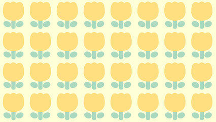 レトロかわいい黄色のチューリップ壁紙⭐︎