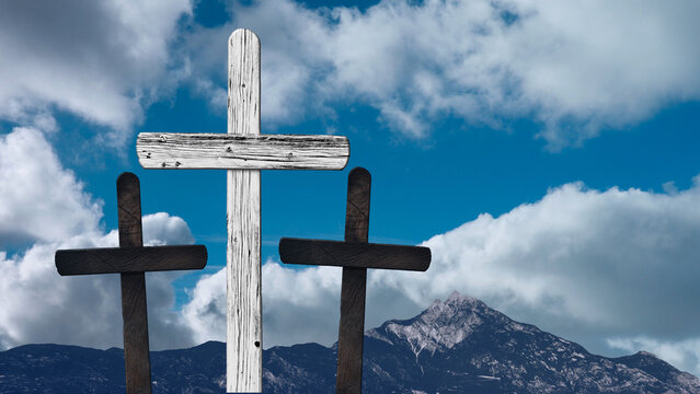 a clouds float on the background of the Cross on Easter Day