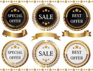 高級感のある販促エンブレム6種セット　ブラック＆ホワイト