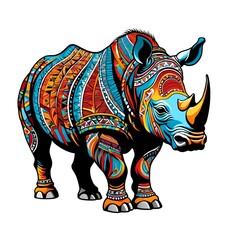 Fototapeta premium Rhinocéros façon art tribal