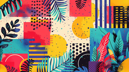 Retro-inspired, vibrant Memphis background.
