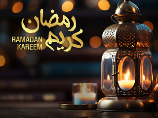 Ramadan Mubarak Islamic Design. Islamic greeting Eid Mubarak cards for Muslim Holidays. Eid-Ul-Adha festival celebration. Arabic Ramadan Lantern. Ramadan celebration background with copy space