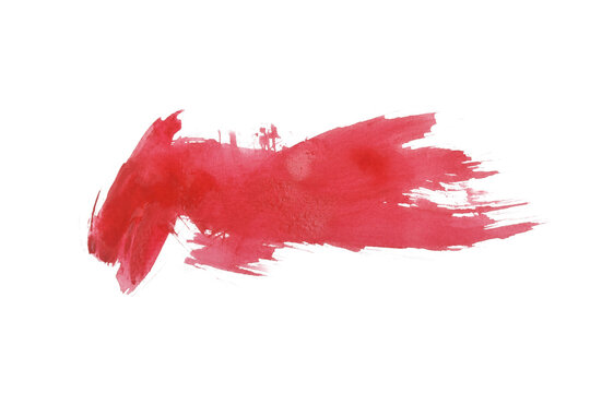 Red brush watercolor painting isolated on transparent background. watercolor png.