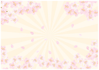 桜の花が美しい春の桜放射状背景39黄色