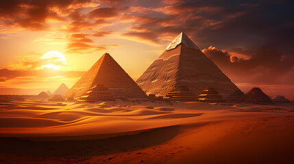 Fototapeta na wymiar Landscape with ancient egyptian pyramids
