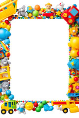 Fototapeta premium Toys Kid Border Frame PNG Transparent Background