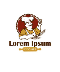 Bakery logo template design baker character illustration bake concept 