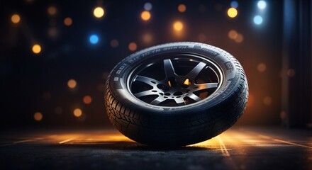 Tires on a dark background