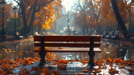 autumn in the park, Boston Public Garden - obrazy, fototapety, plakaty