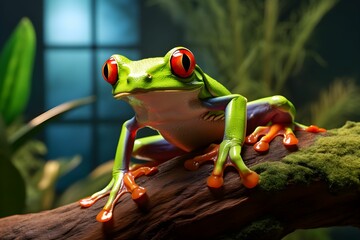 Green frog  - obrazy, fototapety, plakaty