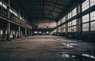 empty abandoned 1980 factory with Generative AI.