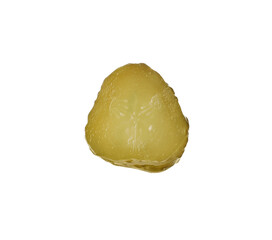 Slice of pickled cucumber isolated on white