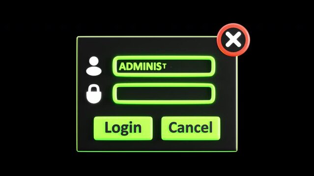 3D Animation of Access Denied Interface | Alpha Channel