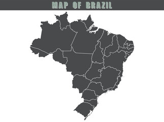 Brazil map vector, isolated on white background.