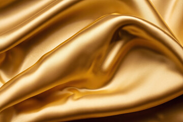golden silk background, satin texture, waving textile