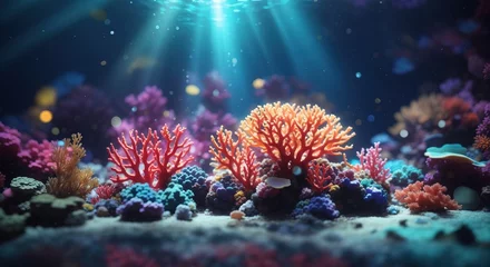 Fotobehang Colorful coral and reef, deep water background © MochSjamsul