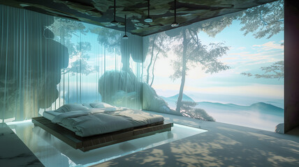 Interior of a futuristic bedroom