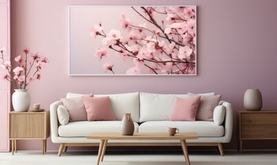 a modern living room with spring decor 