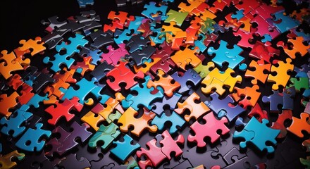 Colorful puzzle, black background