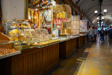 Krakow , Poland 07 07 2024 : main square and famous cloth market