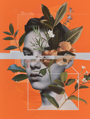 Person with flowers collage art