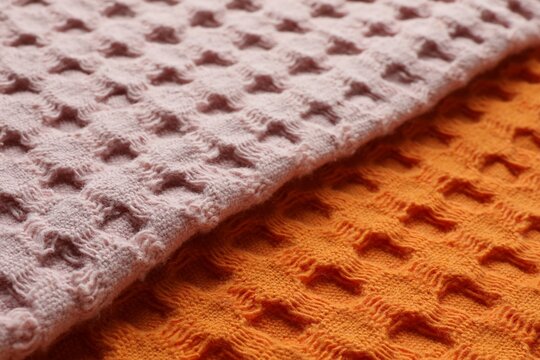 Orange and pink fabrics as background, closeup