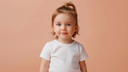White t-shirt mockup worn by baby, advertising, print on demand