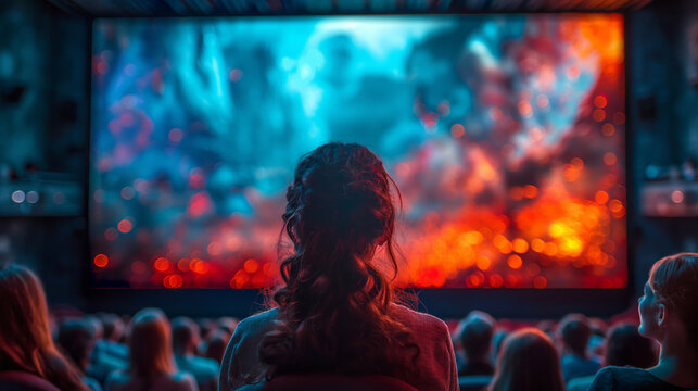 People watching movie in a modern cinema