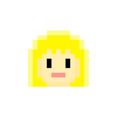 ドットで描かれた長い金髪の人の顔のゲームイラスト