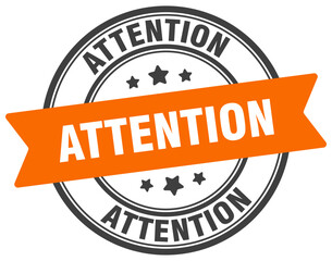 attention stamp. attention label on transparent background. round sign