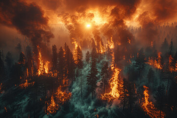 Fototapeta na wymiar Drone view Forest Fire