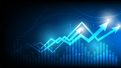 Stock market investment trading graph in graphic concept suitable for financial investment or Economic trends business idea on blue background. Vector illustration design.	
