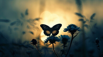 
efeito de luz e sombra borboletas